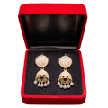 Gold Oxidized Jhumka Earrings in Red Box