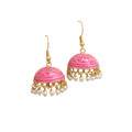 Pink and Gold Jhumka Earrings