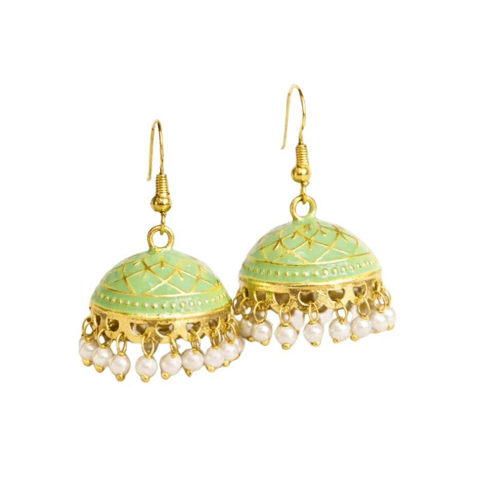 Green Jhumka Earrings