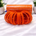 Orange Glow Glass Bangles Set – Vibrant & Festive (12 Piece)