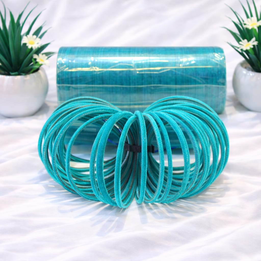 Turquoise Shimmer Glass Bangles Set – Elegant & Graceful(12 Piece)