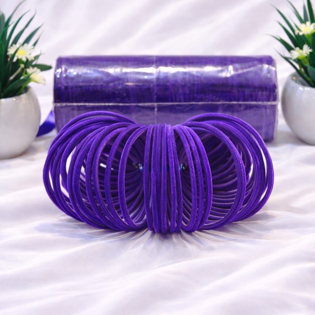 Royal Purple Sparkle Glass Bangles Set – Luxurious Party Wear Collection