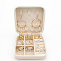 White & Gold Jewelry Gift Set with Hoop Earrings, Studs & Rings – Premium Organizer Box