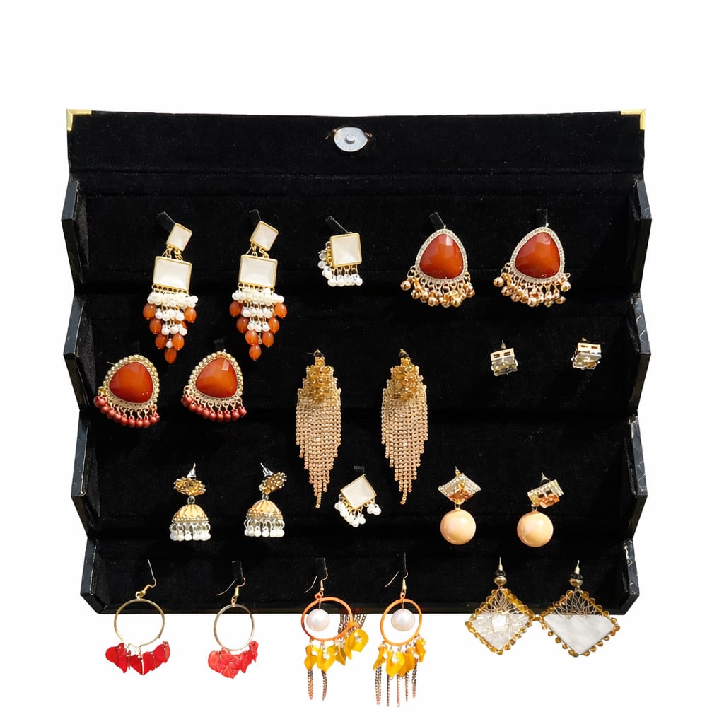Luxury Gold-Tone Statement Earrings Set with Stones, Tassels & Bead Details
