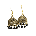 Black Beaded Jhumka Earrings