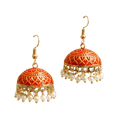 Red Enamel Jhumka Earrings