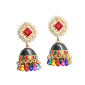 Colorful Beaded Jhumka Earrings