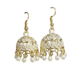 Gold and White Jhumka Earrings